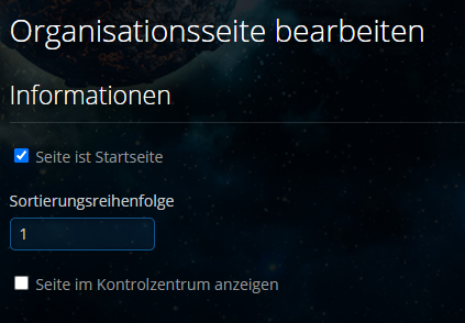 Organisationsseite bearbeiten