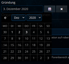 Organisation erstellen & bearbeiten - Gründungsdatum