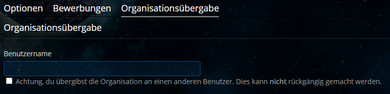 Organisations Verwaltung - Übergabe